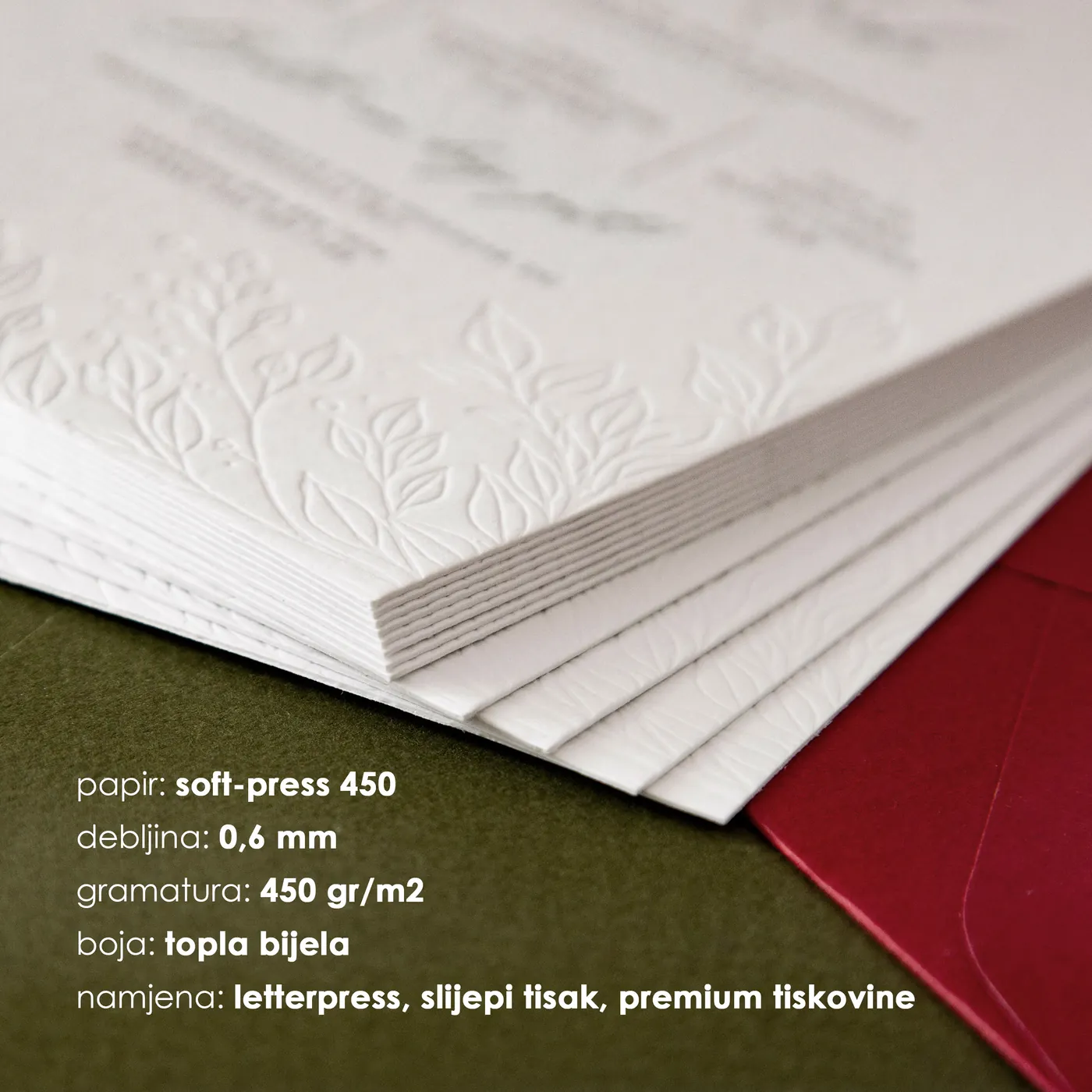 Papir Soft-Press 450 debljine 0,6 mm sa slijepim tiskom lista